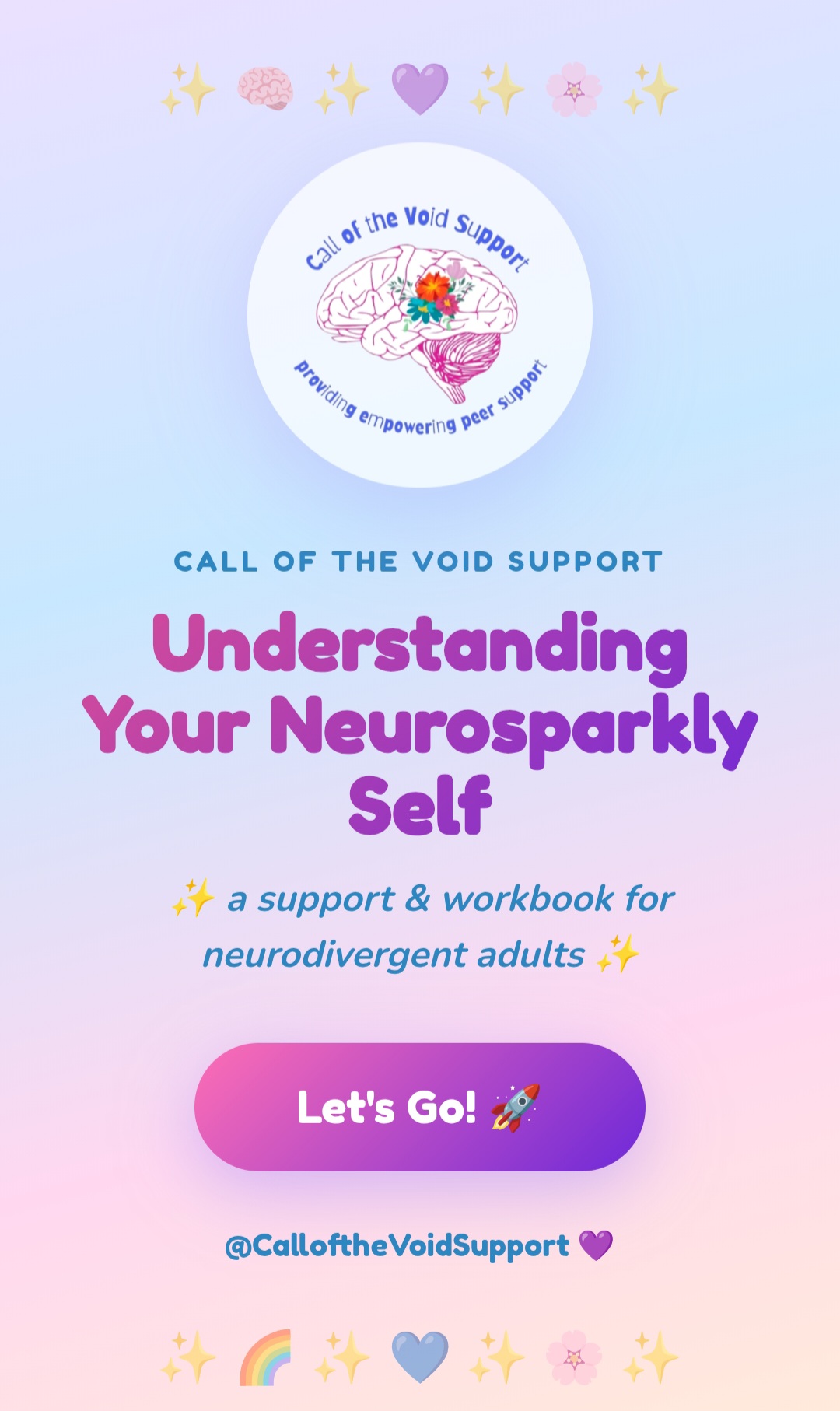 Understanding Your Neurosparkly Self app welcome screen